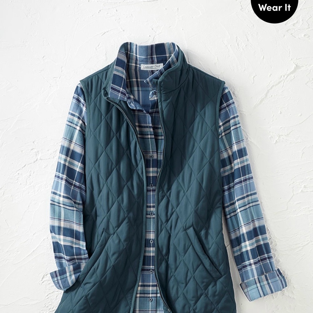 Coldwater Creek Teal Quilted Vest